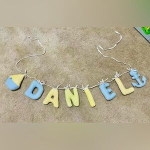 DANIEL Custom HandMade Kids textile Name Banner Garland marine nursery decor